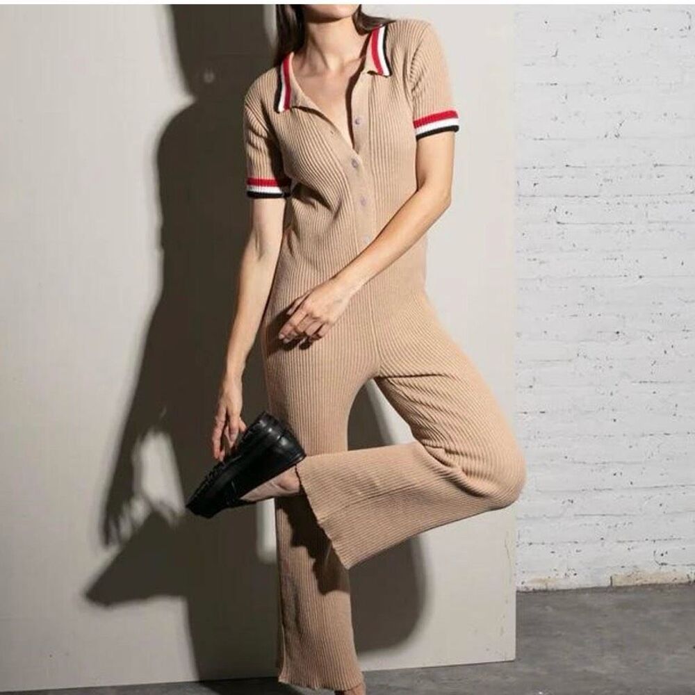 Rue Stiic Aspen Tan Cotton Knit Jumpsuit Women’s Extra Small
